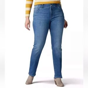 NWT! Lee Plus Size Straight Leg Blue Jeans Women's 30W Flex Motion Regular Fit